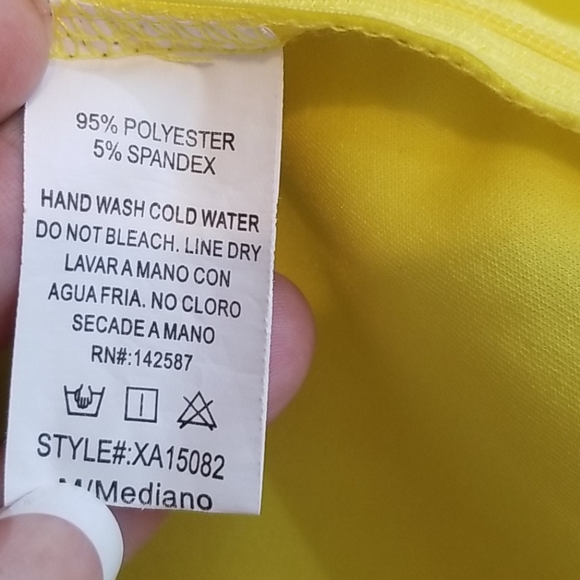 Roxx Hot Yellow Ruffle Deep V neckline Side Zipper Top. M - Picture 11 of 12